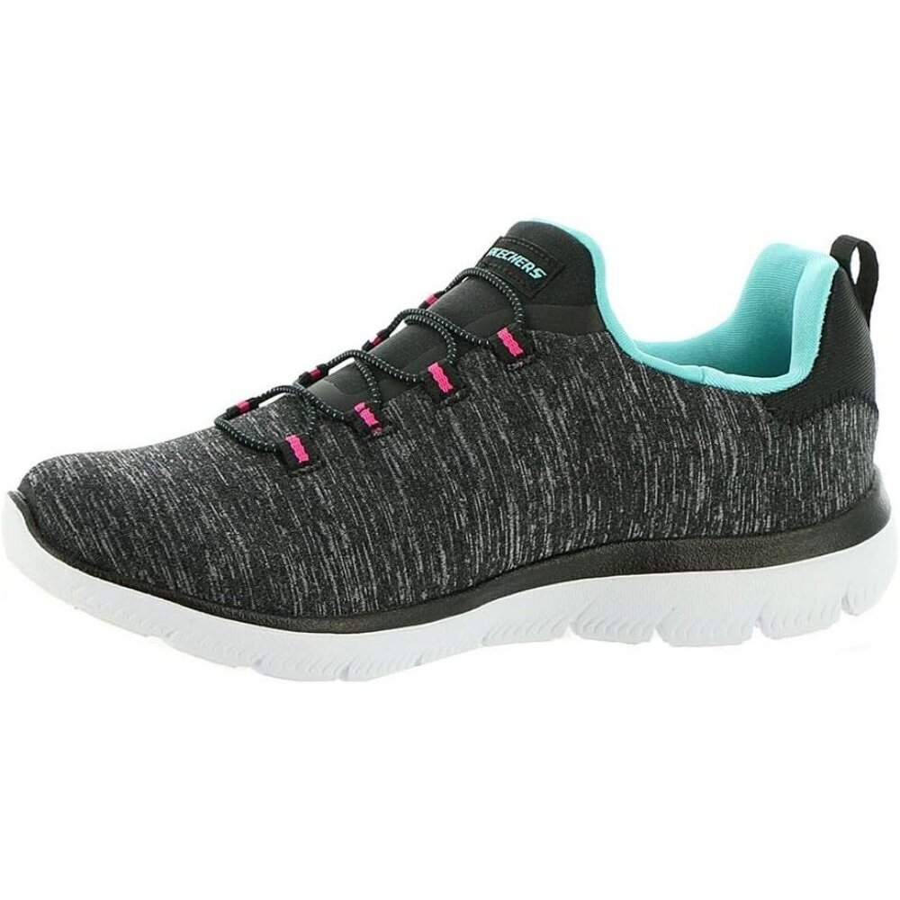 Women's Black/Light Blue 100% Synthetic Summits Quick Getaway Sneakers - Picture 6 of 9